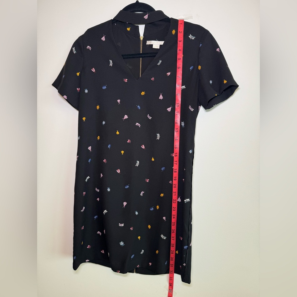 Black Mini Shift Dress w Colorful Bug and Butterfly Accents - Size XS - Picture 14 of 14